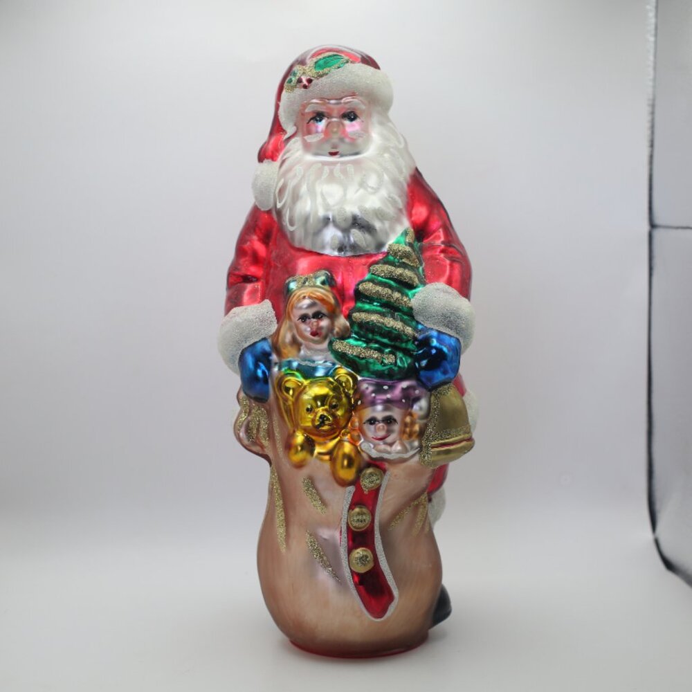 PESCHKA Vintage 1996 Hand Blown Glass Santa Claus - Christmas - 11” Table Decor